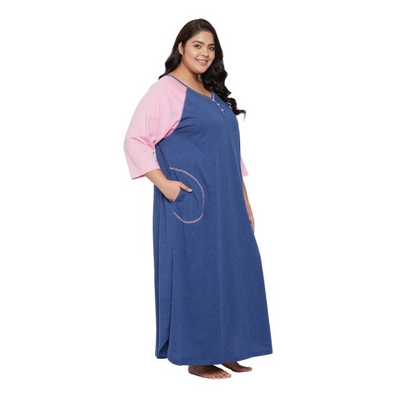 Gypsie Blue Women Nightgown with Long Sleeves Lounge Dress Maxi and Sleepwear - Picture 4 of 7